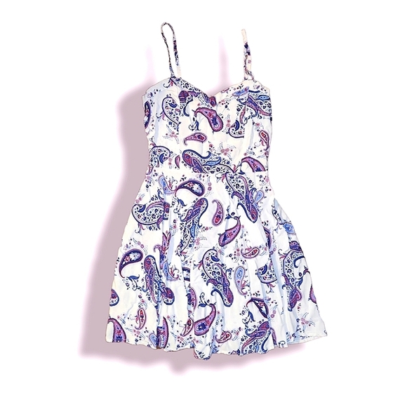Cotton On XS Paisley Print Purple/Blue Mini Strappy Dress - Picture 1 of 12